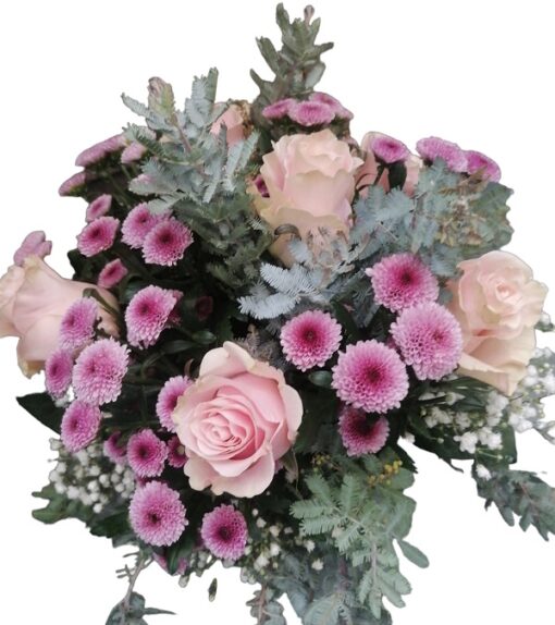 bouquet fiori misti tonalità del rosa